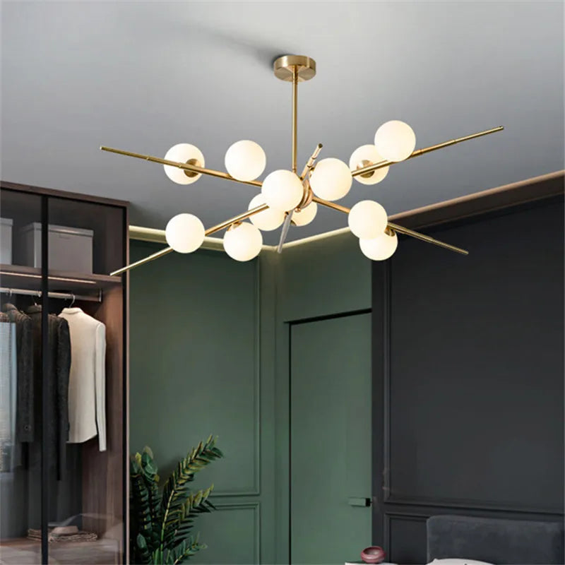 lustre design bauhaus sputnik en verre pour éclairage moderne - vue 4 sur 9