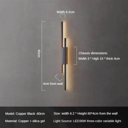 Design-Wandleuchte aus Kupfer für moderne Dekoration - vue 12 sur 12