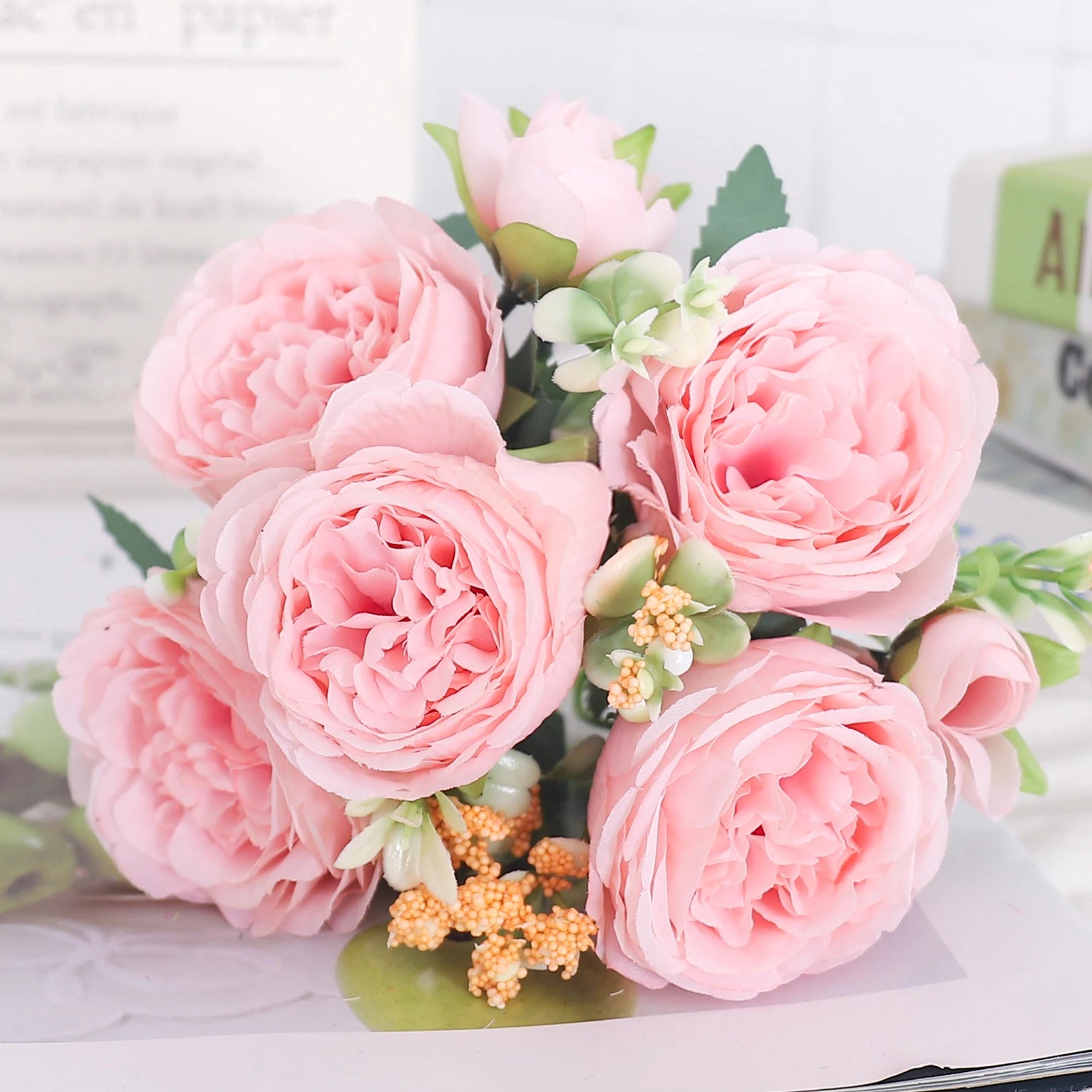 fleurs artificielles soie pivoine hortensia décoration mariage bouquet - vue 33 sur 40