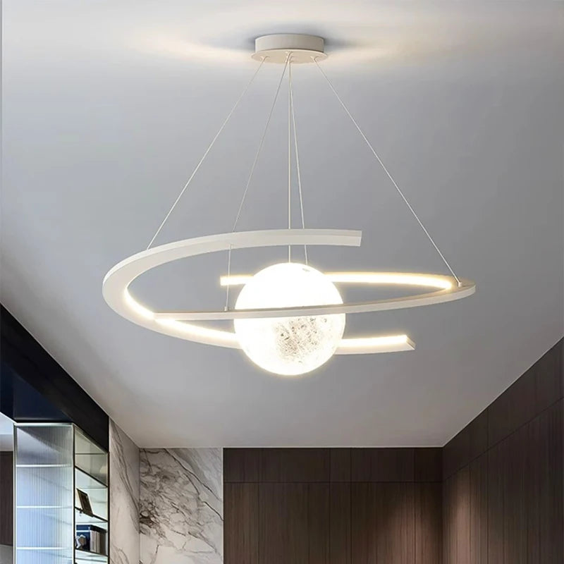 Modern minimalist LED dining room chandelier Nordic personality indoor living room lights, kitchen bar decoration chandelier - vue 5 sur 6