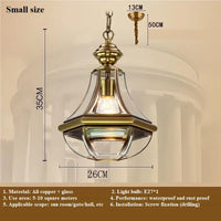 lustre de style rural américain en cuivre plein étanche