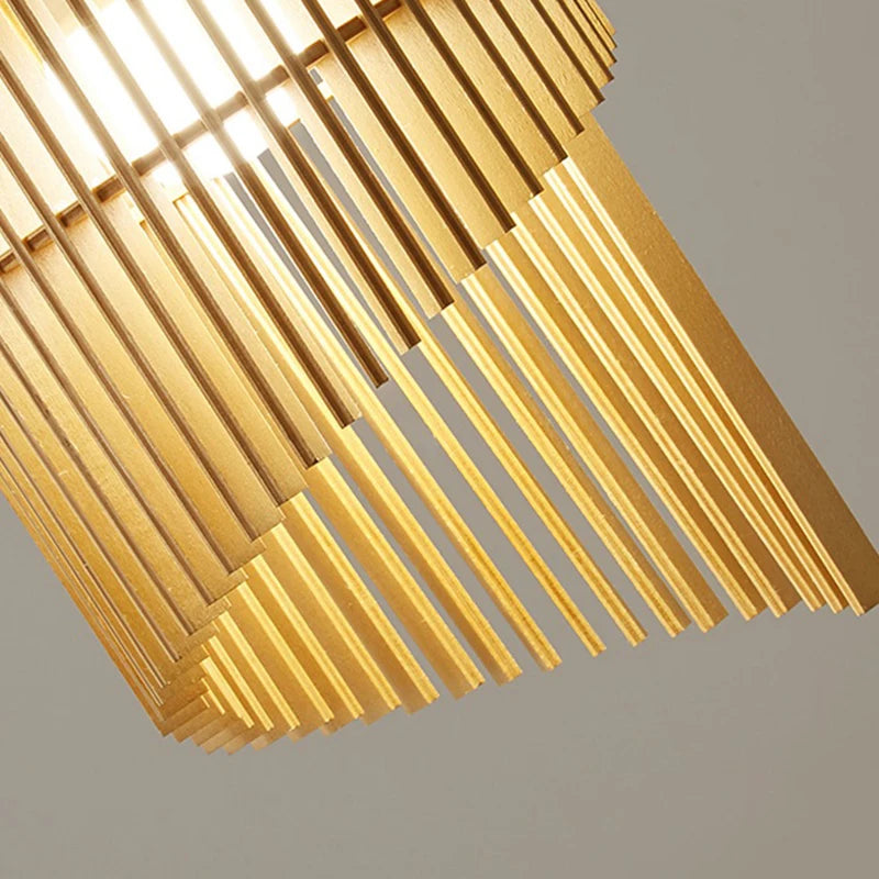 lustre wabi-sabi en bois avec éclairage led suspendu - vue 7 sur 8