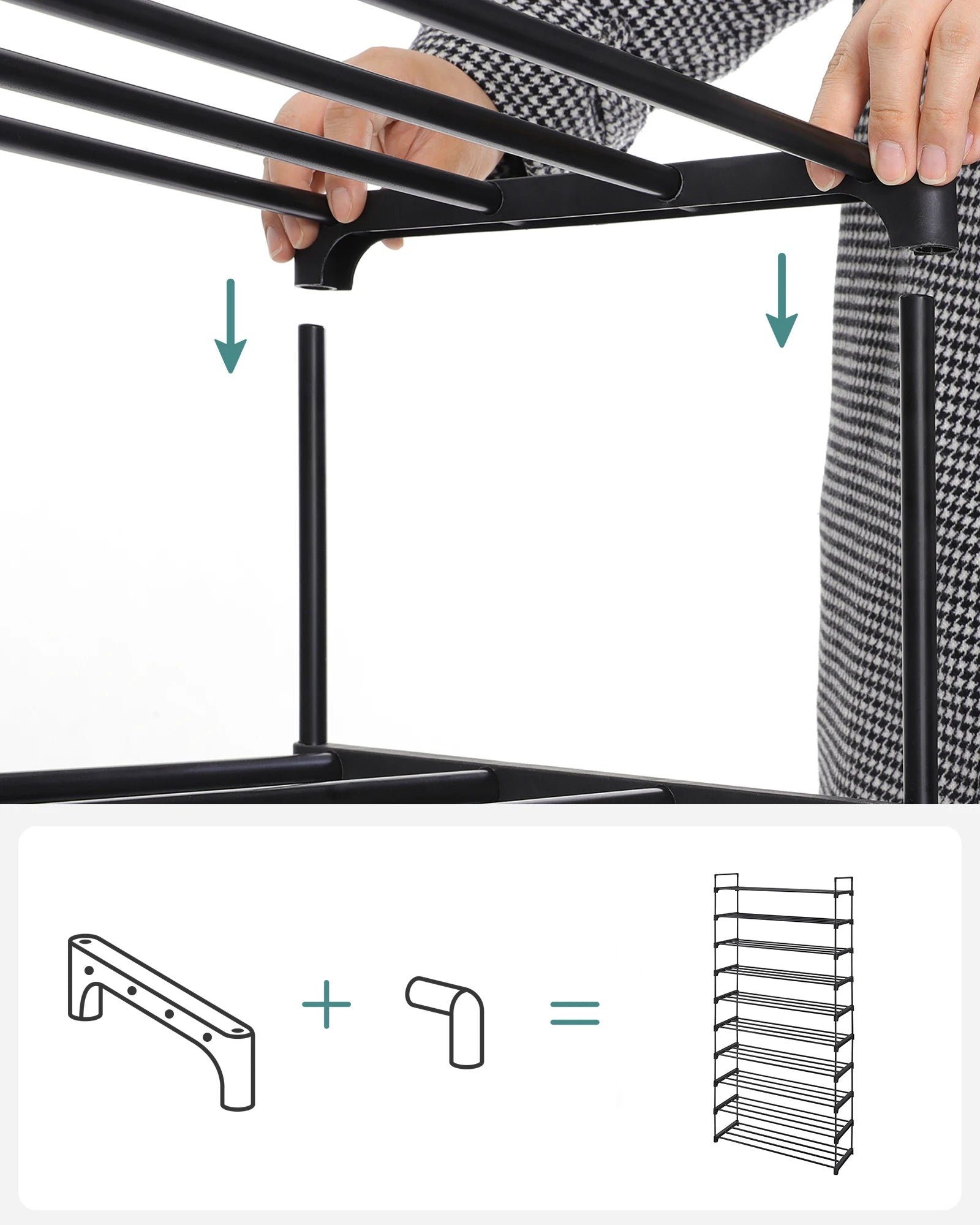 étagère à chaussures haute en métal à 10 niveaux gain de place - vue 3 sur 7