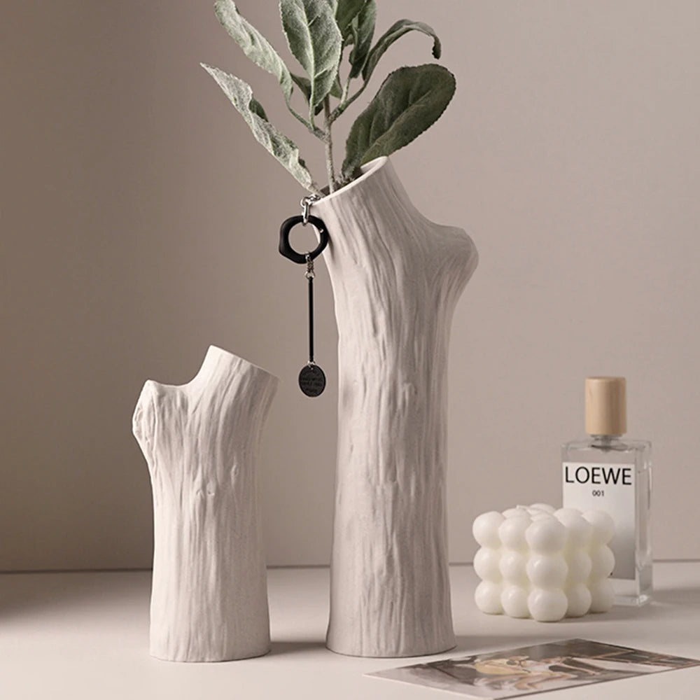 vase en forme de tronc d'arbre en céramique décorative pour fleurs - vue 4 sur 11