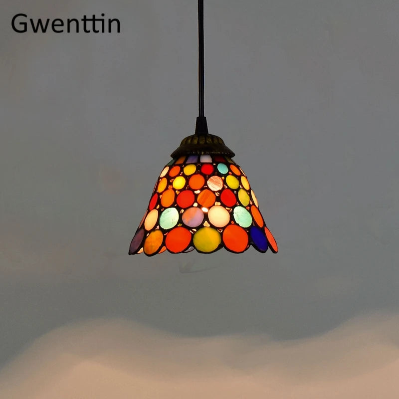 Vintage Tiffany Pendelleuchte aus dekorativem Glas für modernes Interieur - vue 28 sur 28
