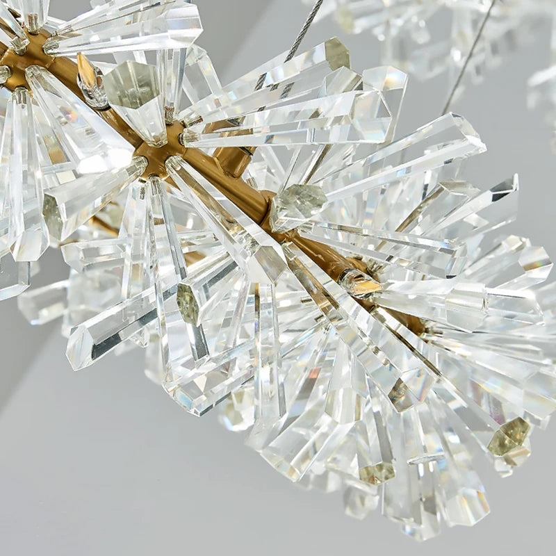 lustre en cristal fleur luminaire de luxe avec anneaux ronds - vue 7 sur 16