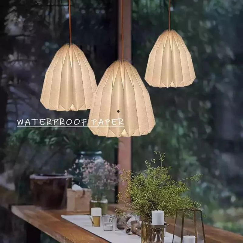 White Art Origami Lantern,Modern Waterproof Paper Lamp Shade,Simple Home Decor,Tourist Attractions Pendent Decorations,50% Off - vue 4 sur 16