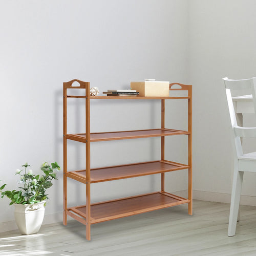 meuble à chaussures en bambou à 4 niveaux durable et pratique de rangement - vue 3 sur 5