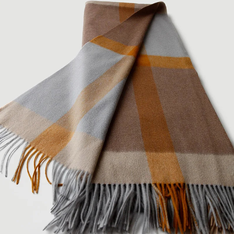 plaid laine jacquard a franges motif raye salon - vue 4 sur 7