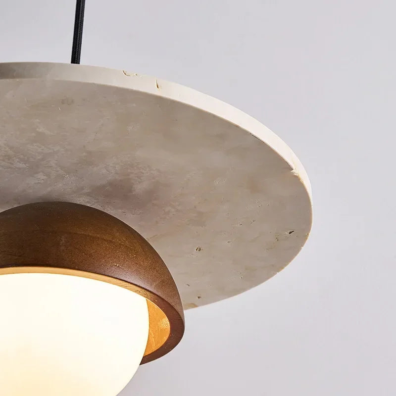 Modern LED pendant lamp, walnut stone pendant lamp, bedside lamp, indoor home decoration - vue 5 sur 7