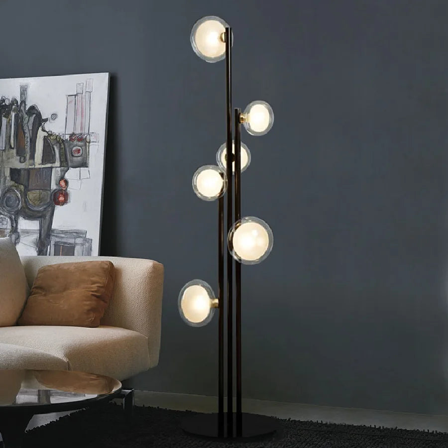 lampadaire rétro en verre design nordique pour décoration intérieure - vue 5 sur 7