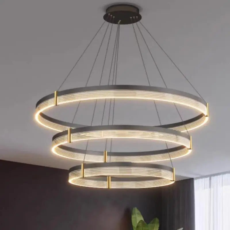 Lustre LED anneau en acrylique au design moderne avec anneau intérieur - vue 4 sur 11