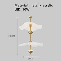 Pendelleuchte Lotusblatt aus goldfarbenem Metall Art déco