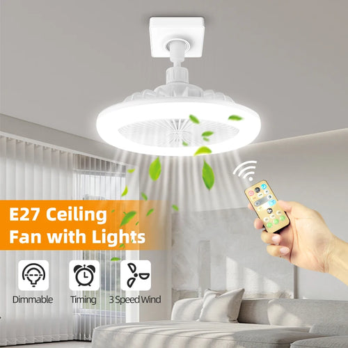 Fan Luster Silent Ceiling Fan Light with Remote Lamp E27 Control Bedroom Living, Home Lighting Source, Ac85-265v  Ceiling Fan