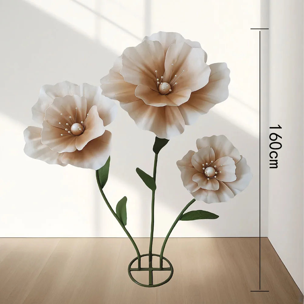 décoration mariage ensemble fleurs artificielles pavot géant pour scène - vue 3 sur 17