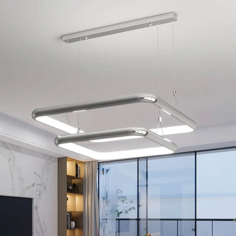 lustre moderne led suspension carrée perle pour maison - vue 5 sur 12