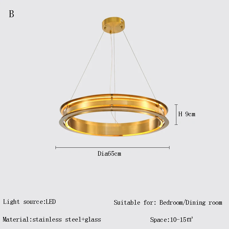 Minimalistischer, postmoderner LED-Kronleuchter mit Ringdesign für kreative Raumgestaltung