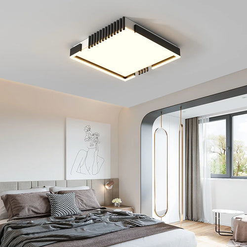 Rechteckige LED-Deckenleuchte zum Einbau im modernen nordischen Design - vue 5 sur 9