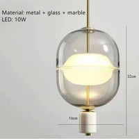 Nordische Pendelleuchte aus Glas mit Deckenleuchte aus Marmor und Metall