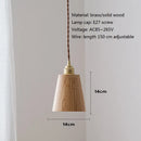 Moderne LED-Pendelleuchte aus Holz mit Lampenschirm aus Messing