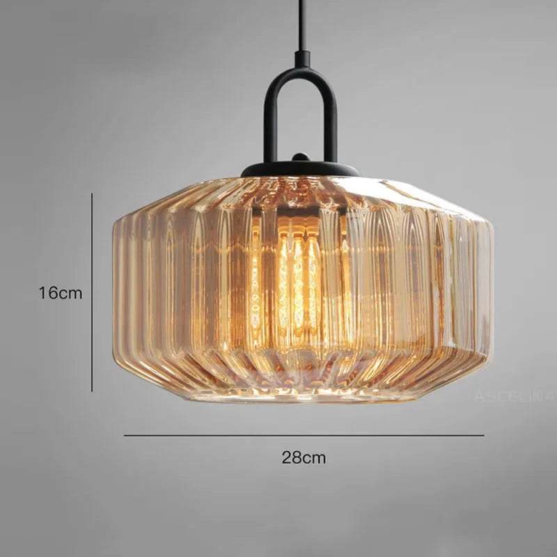 Suspension led nordique rétro en verre pour intérieur loft - vue 4 sur 9