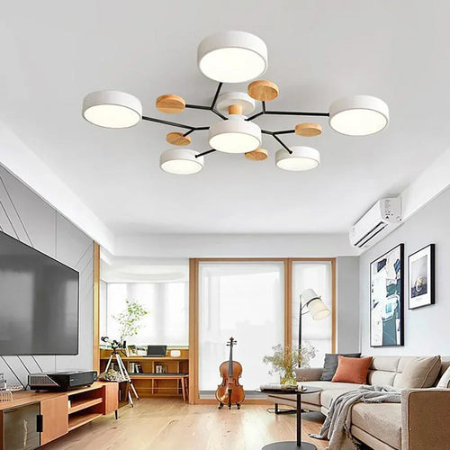 LED-Deckenleuchte aus Holz im nordischen Design für ein elegantes Interieur
