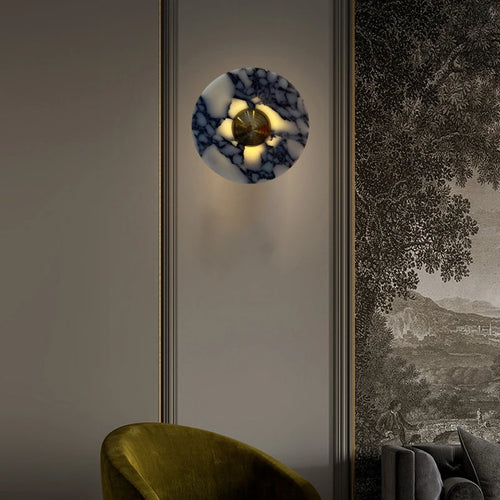 Applique murale led en marbre naturel pierre et métal doré éclairage d'ambiance 3000k