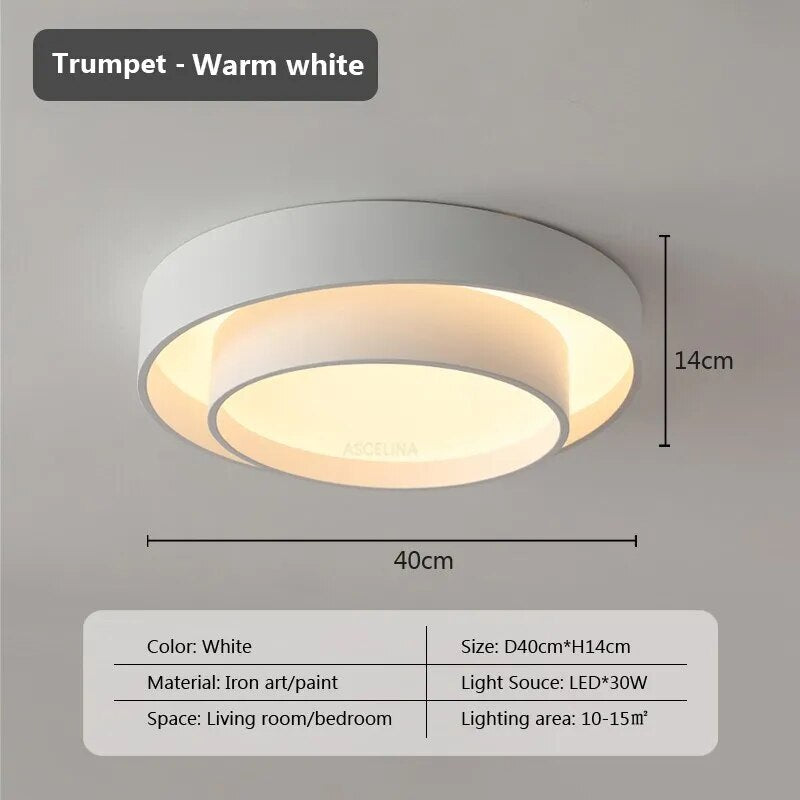 Moderne LED-Deckenleuchte minimalistisch weiß mit doppeltem Runddesign - vue 8 sur 18