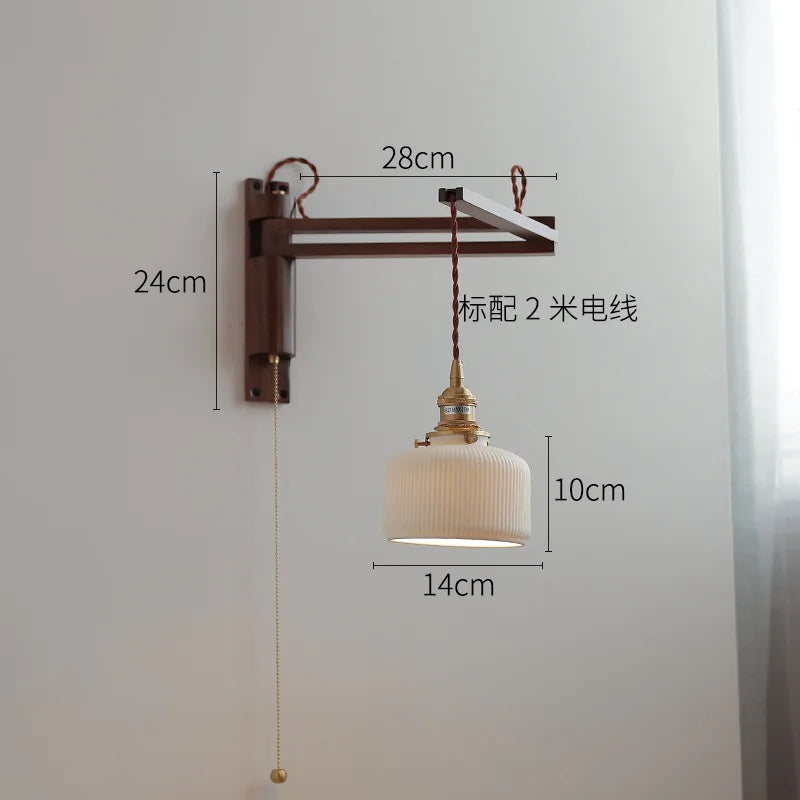 LED-Wandleuchte Retro Japanisch Teleskopisch aus Messing und Glas - vue 5 sur 15