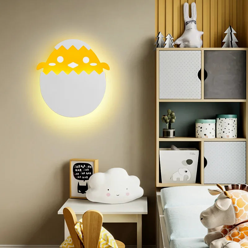 applique murale LED enfant dinosaure forme d'oeuf dessin animé chambre chevet pour fille garçon bébé chambre de bébé - vue 4 sur 8