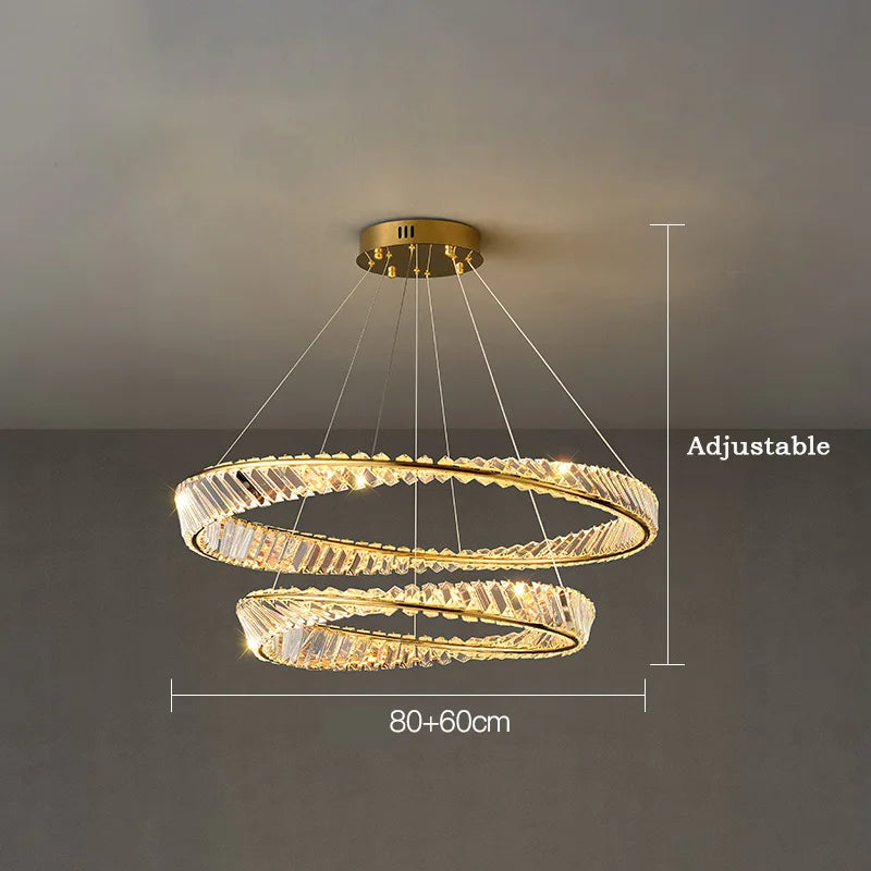 Moderne LED-Pendelleuchte aus Aluminium und Kristall - vue 12 sur 14