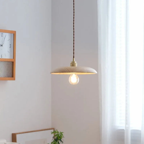 suspension led en bois et laiton style nordique moderne