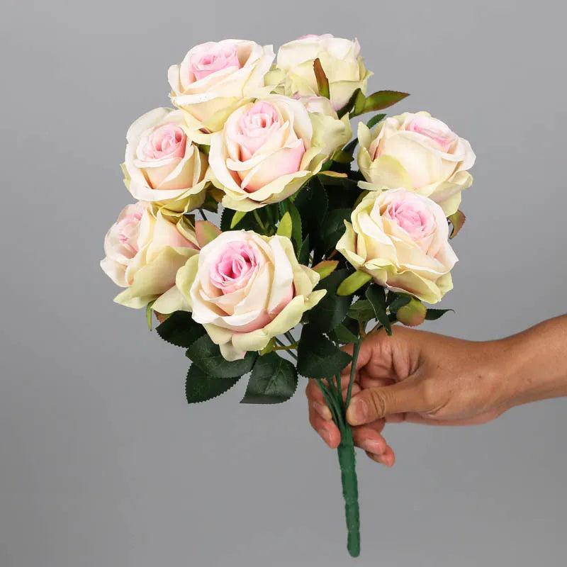 bouquet de roses artificielles en soie pour décoration intérieure - vue 6 sur 15