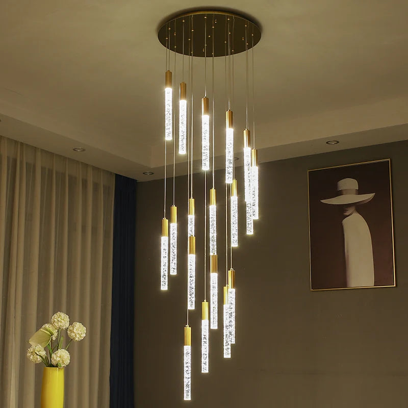 Lustre en cristal design cylindrique - vue 6 sur 12
