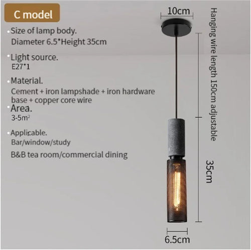 Beton-Pendelleuchte aus Zement und Eisen - vue 11 sur 29