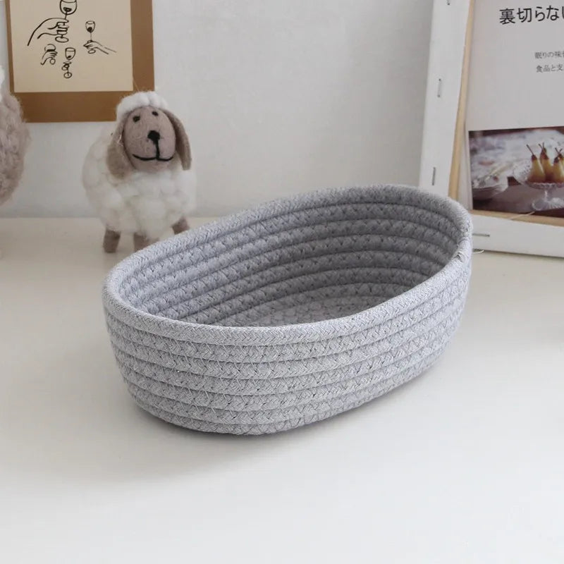 paniers de rangement en corde de coton nordique pour organisation divers - vue 10 sur 9