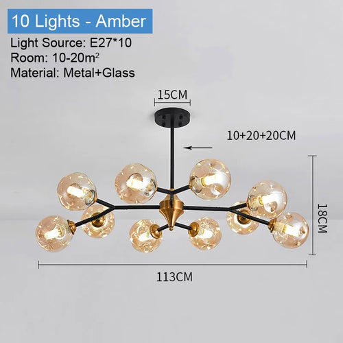 Industrieller Kronleuchter aus Glas für ein elegantes und modernes Interieur - vue 8 sur 14