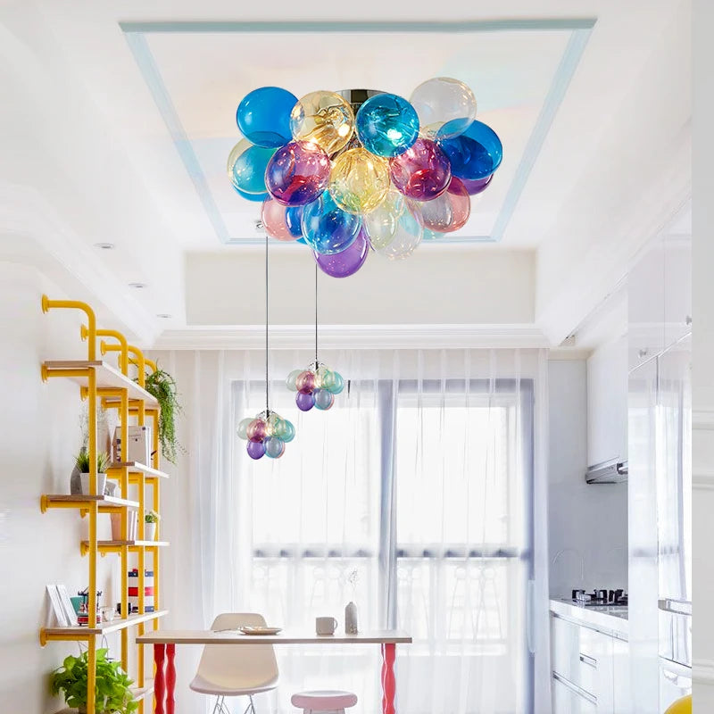 Moonriver éclairage moderne créatif couleur lampes suspendues pour plafond boule de verre lustre salon suspension lumière chambre décor - vue 7 sur 16