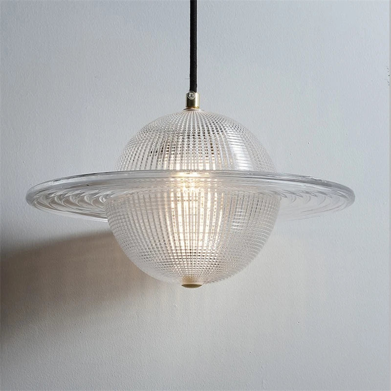 lustre moderne en verre style nordique soucoupe volante led - vue 2 sur 10