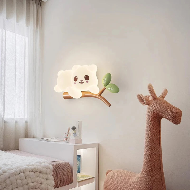 applique murale led ours dessin animé pour chambre d'enfants - vue 3 sur 10