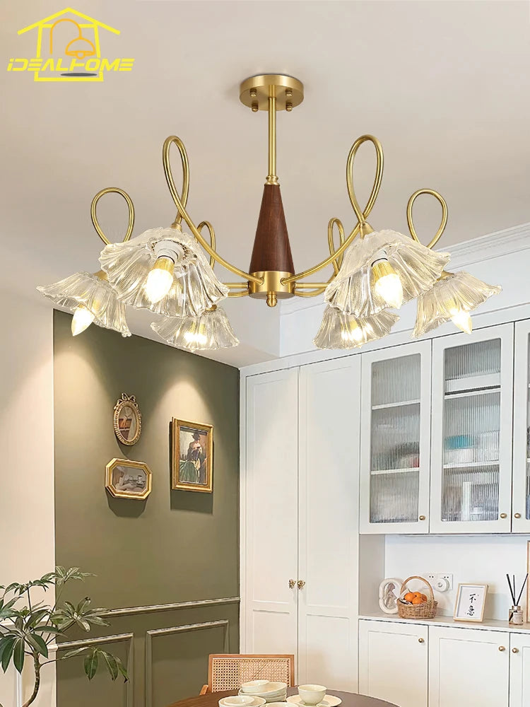 lustre rétro médiéval en cuivre et bois massif pour intérieur - vue 4 sur 8