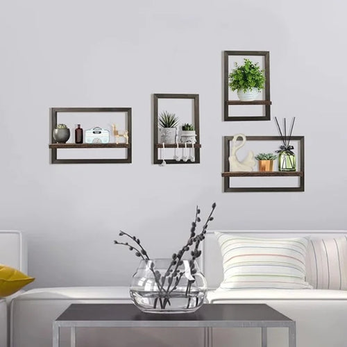 Black Wood Shelves for Wall Storage Hanging Floating Wall Shelves Rustic Farmhouse Decor, Bedroom Bathroom Living Room Kitchen - vue 3 sur 7