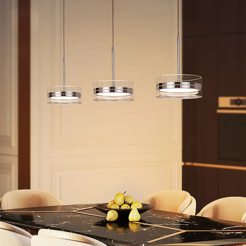 suspension led style 	 avec cordon réglable acrylique rond