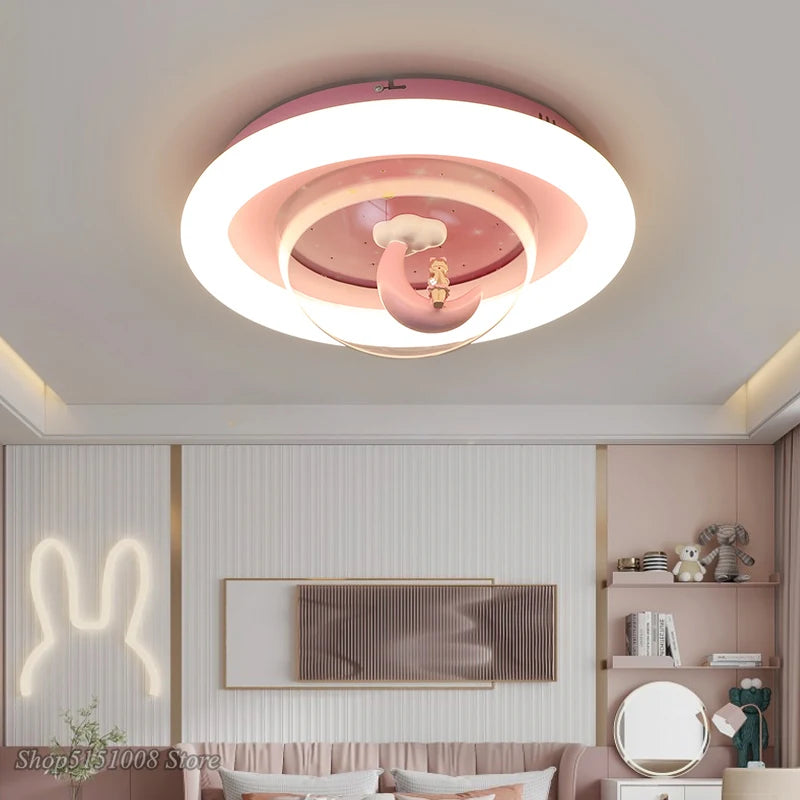 Dessin animé lune LED lustre plafonnier maison enfant fille chambre d'enfant enfants princesse chambre décor moderne luminaires d'intérieur - vue 4 sur 8