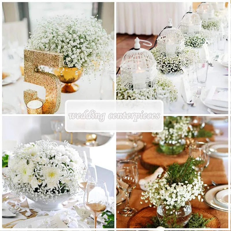lot de fleurs artificielles gypsophile et eucalyptus pour décoration mariage - vue 5 sur 6