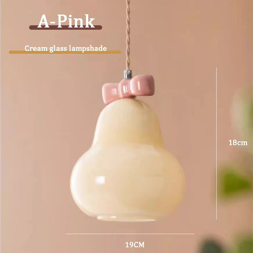Pendelleuchte aus Glas mit rosa Schleife für das Kinderzimmer - vue 11 sur 13