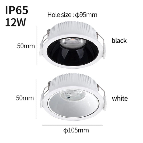 LED waterproof downlight IP65 waterproof, fog-proof and moisture-proof Bathroom Kitchen12V 12W Bathroom eaves outdoor spot