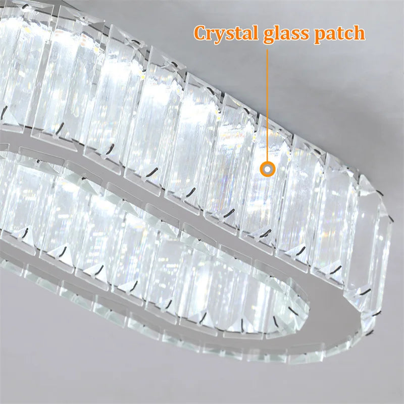 plafonnier ovale en cristal led pour décoration de cuisine - vue 9 sur 8