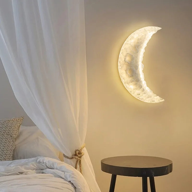 Luxury Moon Wall Lamp for Bedroom Living room Indoor Decor Creative Resin Engraving Moon Light Hallway Stair Aisle Entrance - vue 5 sur 8