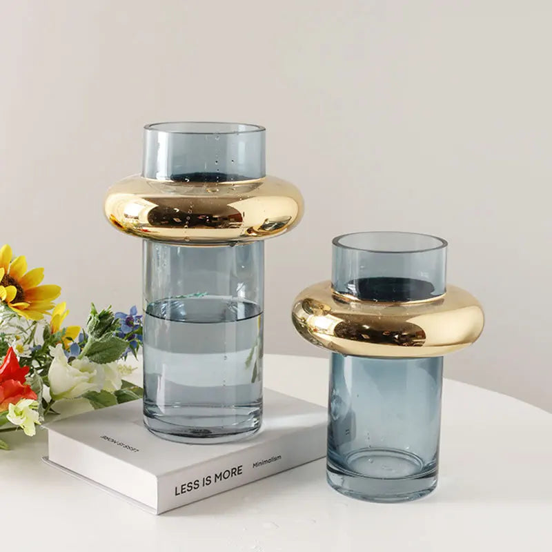 vase en verre doré nordique pour fleurs hydroponiques décoration intérieure - vue 5 sur 10